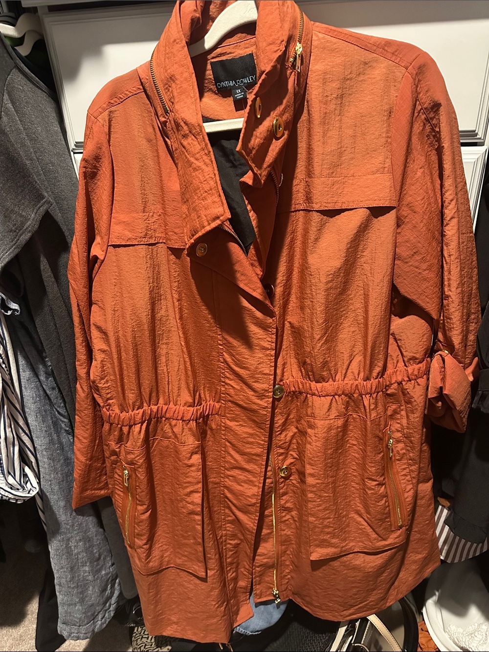 Cynthia Rowley Burnt Orange Utility Jacket with Gold Hardware
